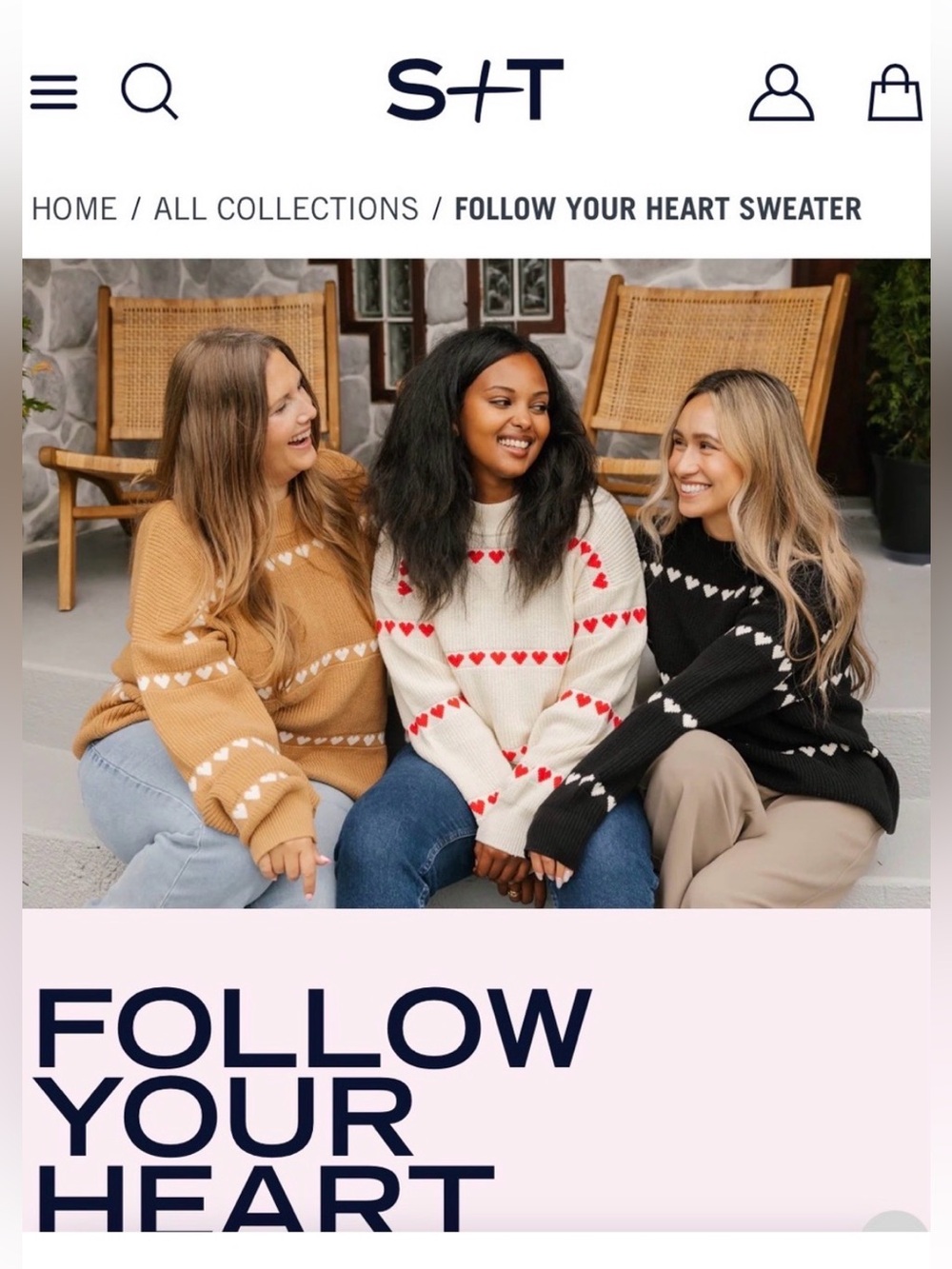 Smash + Tess Cream Sweater with Red Heart Stripes - Picture 5 of 5